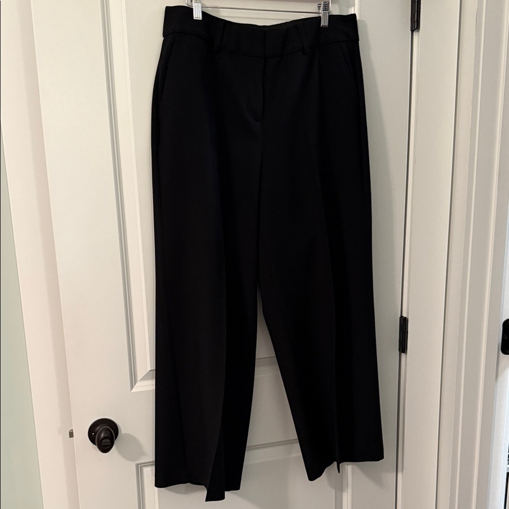 Lane Bryant Black Wide Flat Front Leg Pants 12S